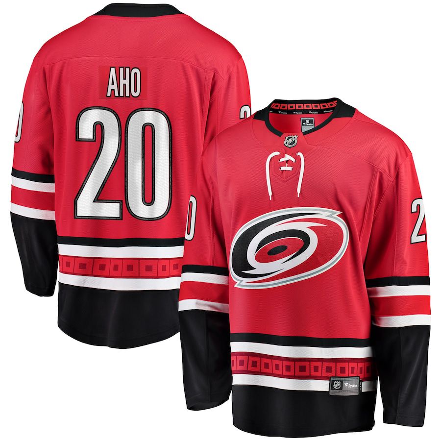 Men Carolina Hurricanes #20 Sebastian Aho Fanatics Branded Red Home Premier Breakaway Player NHL Jersey